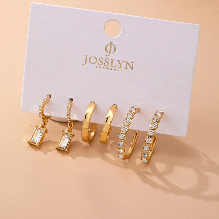 Crystal and Gold Earring Set