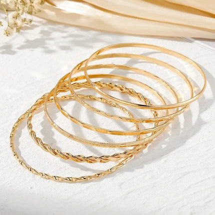 Gold Layered Bangle Bracelet Set