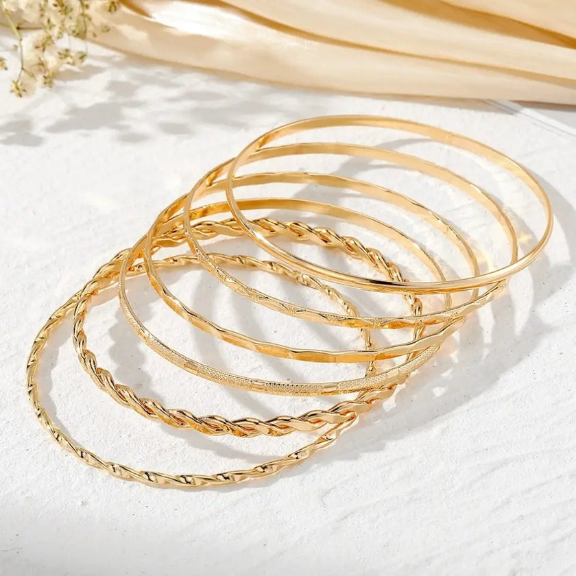 Gold Layered Bangle Bracelet Set