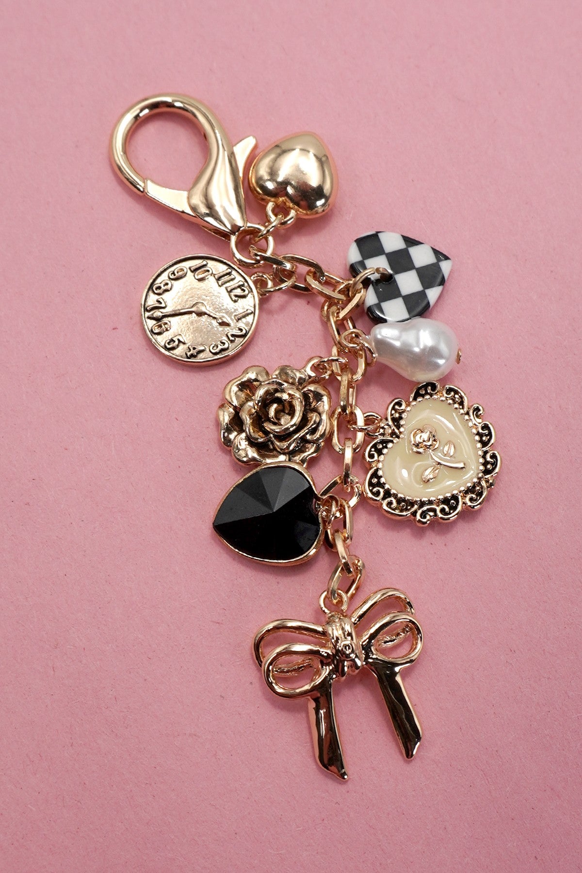 Checkered Heart Bag Charm