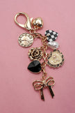 Checkered Heart Bag Charm