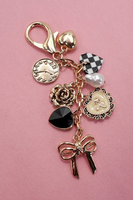 Checkered Heart Bag Charm