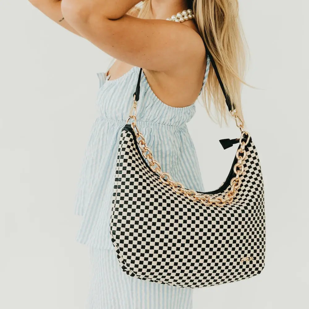 Woven Checkered Shoulder Bag