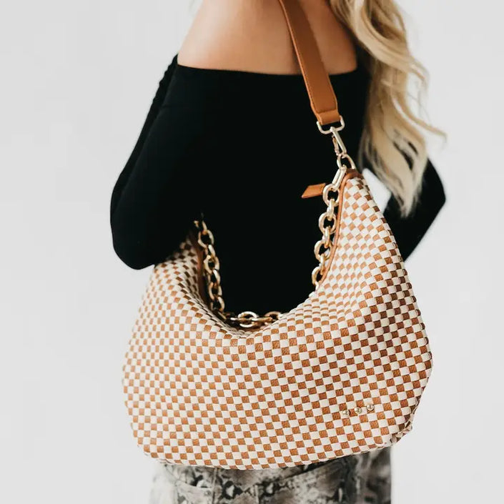 Woven Checkered Shoulder Bag
