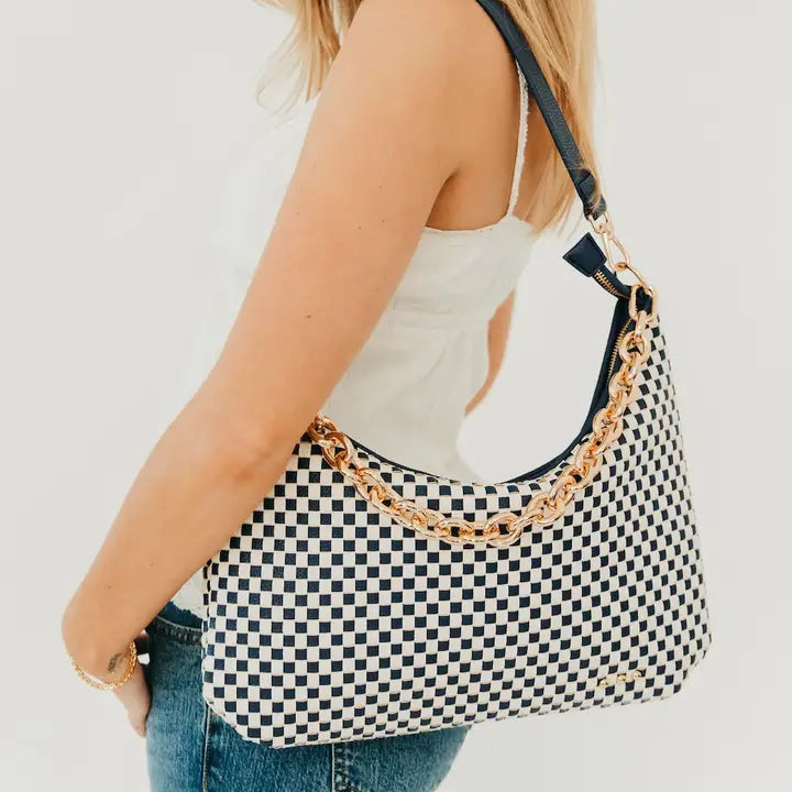 Woven Checkered Shoulder Bag