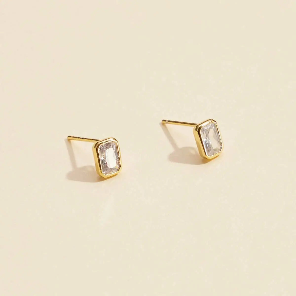 Rectangular Cz Stud Earrings