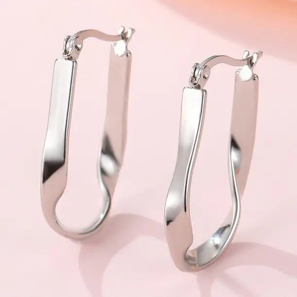 Twisted Loop Silver Earrings