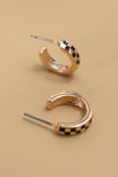 Mini Checker Hoop Huggie Earrings