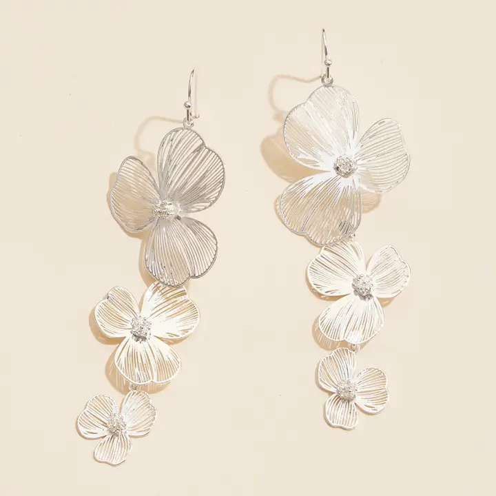 Textured Floral Drop Earrings