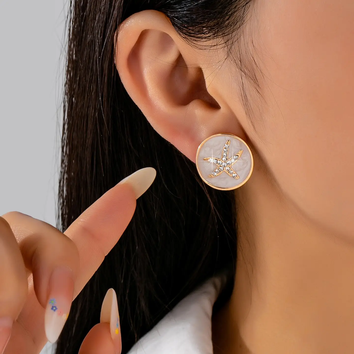 Starfish Medallion Stud Earrings