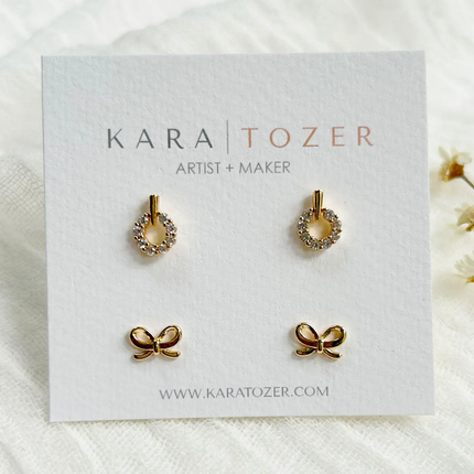 KT Holiday Cz Wreath/Bow Set