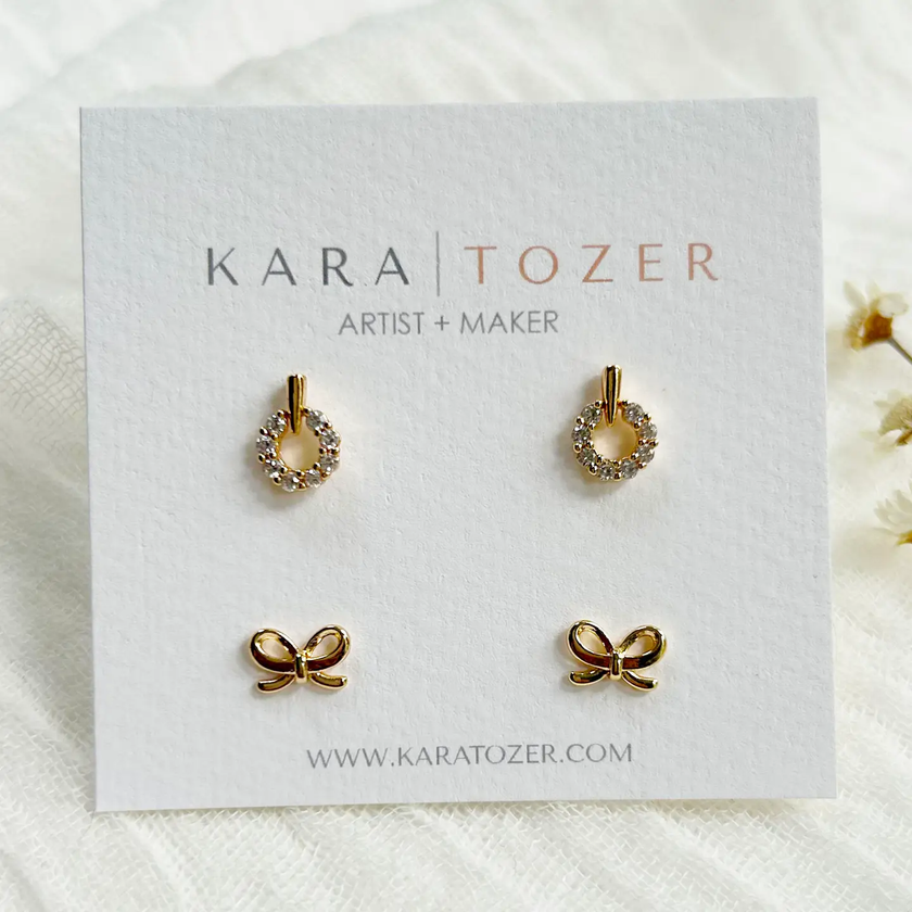 KT Holiday Cz Wreath/Bow Set