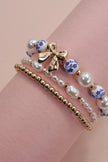 Blue Ceramic and Bow Bracelet Set