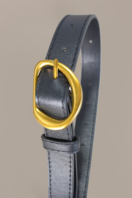 Leather Belt with Gold Buckle
