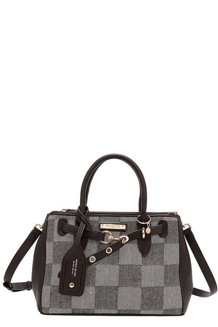 Checkered Satchel Bag