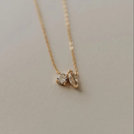 Silver Sloane Two Stone Diamond Necklace