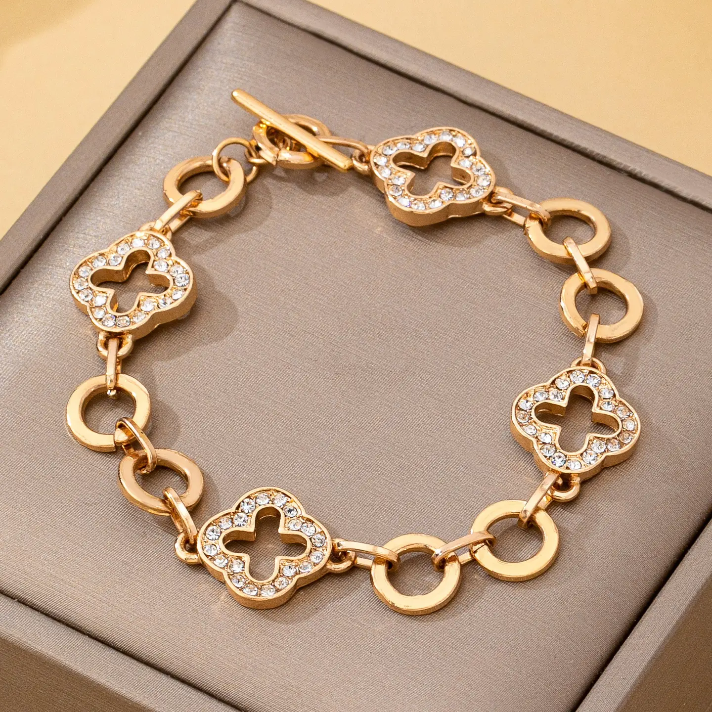 Pave Clover Link Bracelet