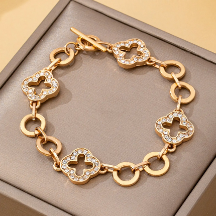 Pave Clover Link Bracelet