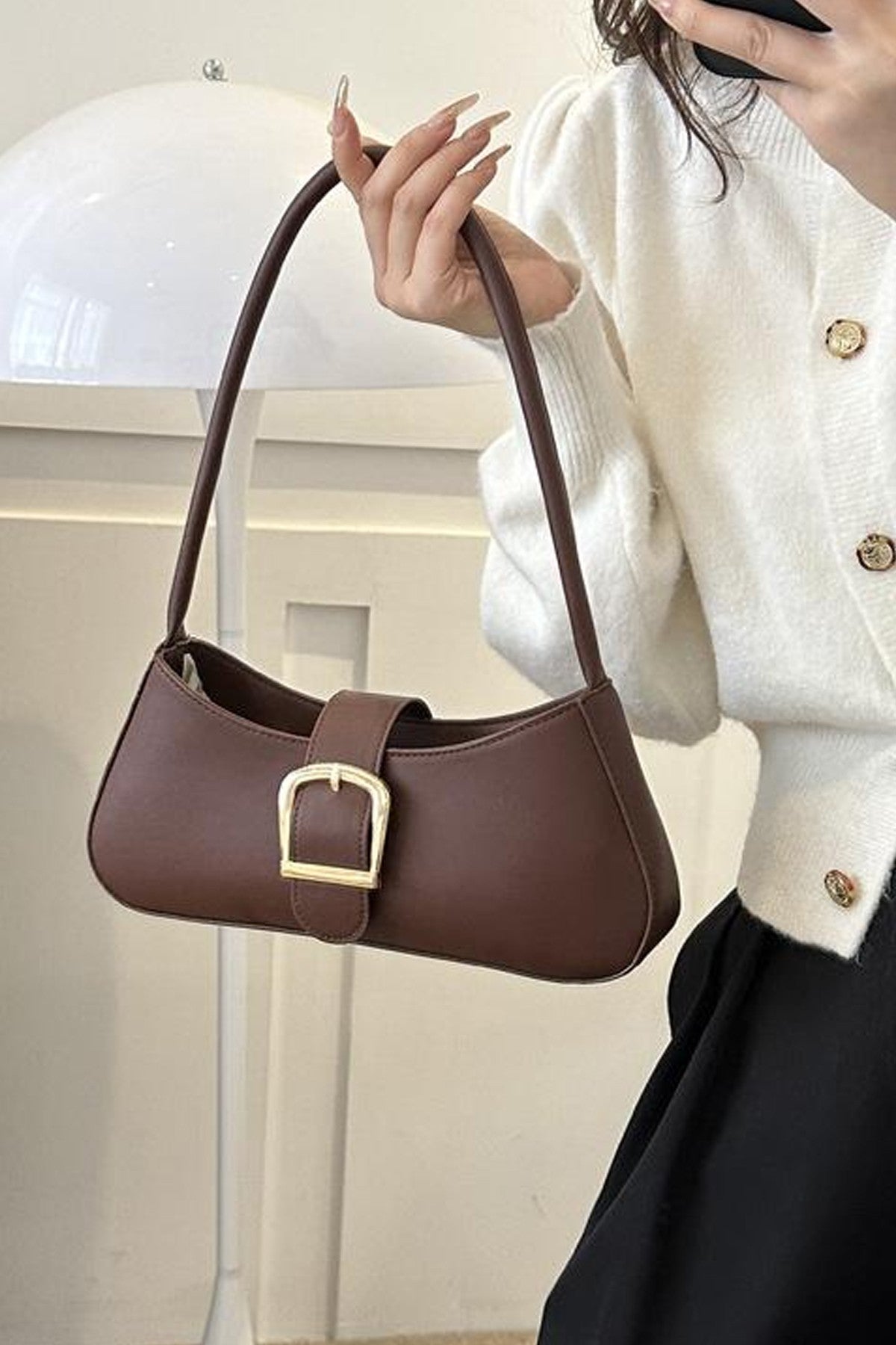 Faux Leather Shoulder Bag