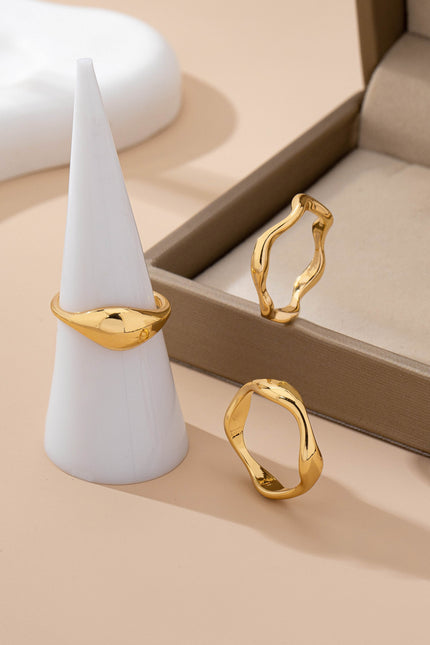 3 Piece Gold Wave Rings