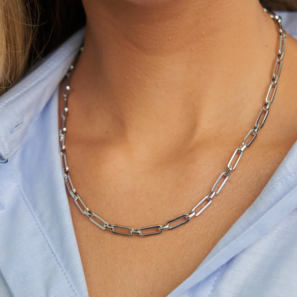 Silver Paperclip Chain Necklace