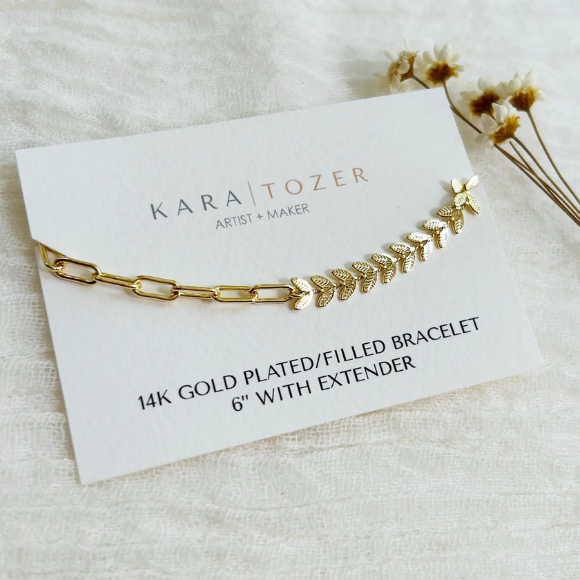 KT Dainty Leaf Mixed Chain Bracelet