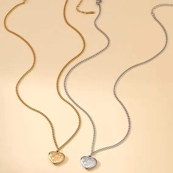 Checkered Heart Necklace