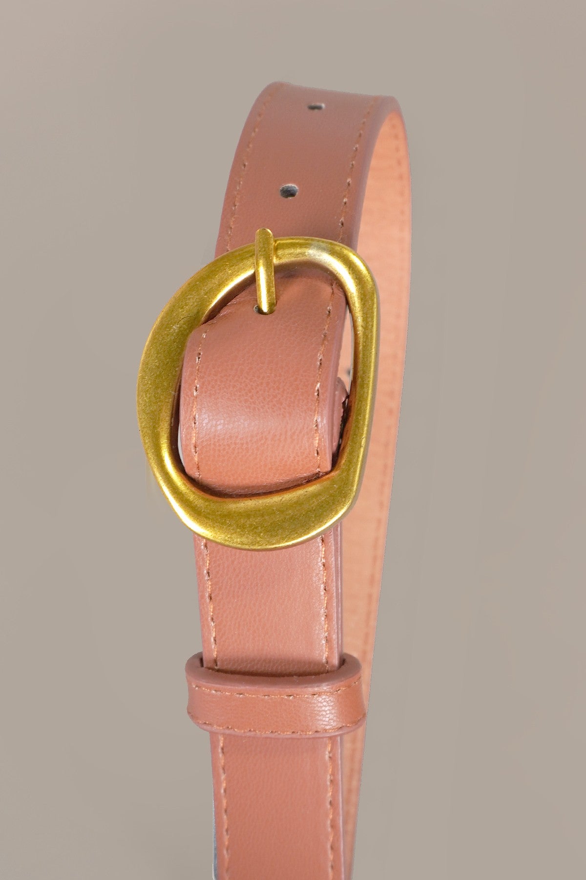 Leather Belt with Gold Buckle